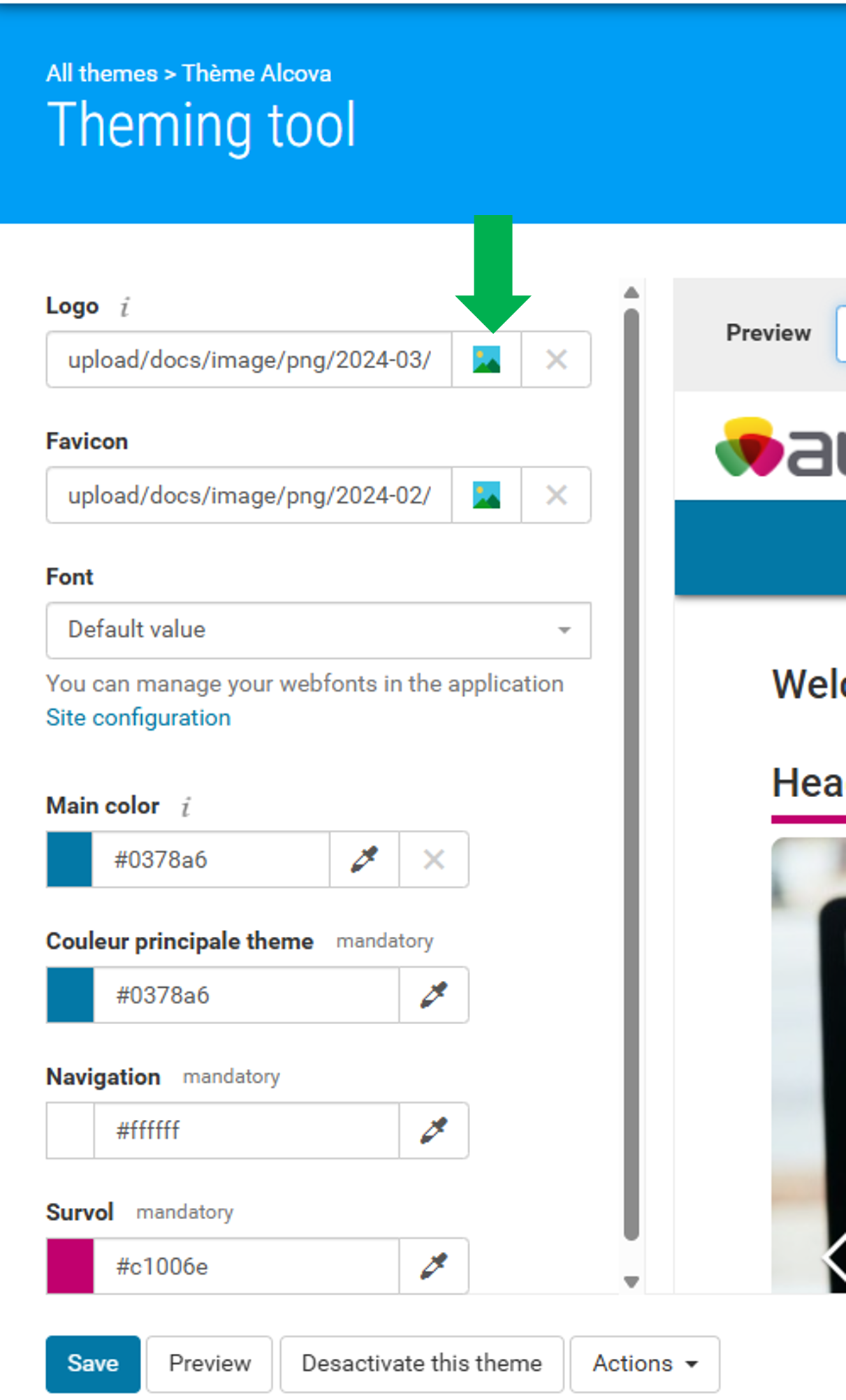 Changez le logo de votre plateforme.Image3