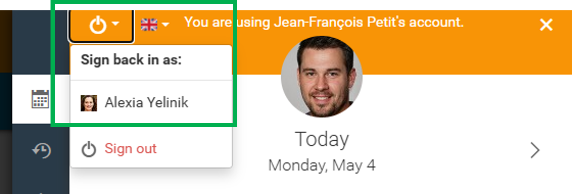 Déléguez vous avec un autre compte Image3